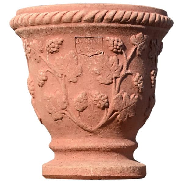 Vasetto decorato con uva Terracotta Impruneta