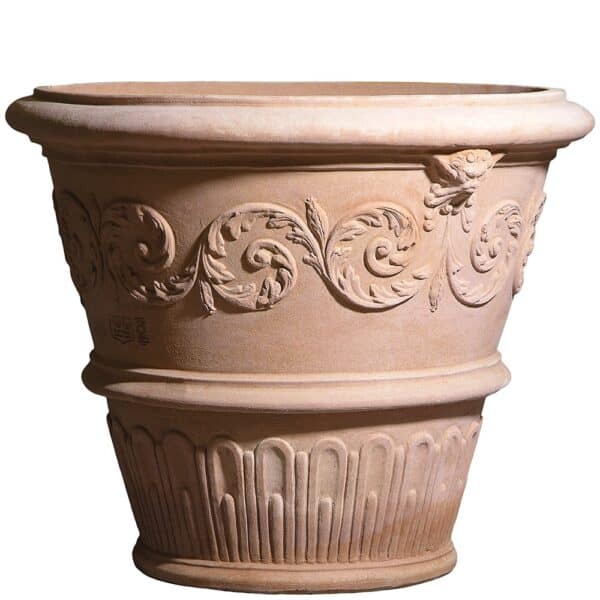 Vaso decorato con volute Terracotta Impruneta