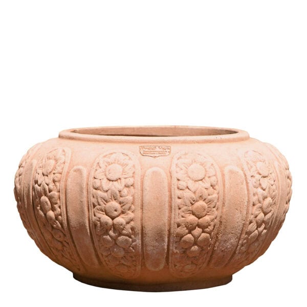 Cache-pot con foglie Terracotta Impruneta